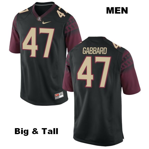 Men's NCAA Nike Florida State Seminoles #47 Stephen Gabbard College Big & Tall Black Stitched Authentic Football Jersey YEF7269AL